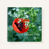 Red Poppy Flower Summer Notes Personalised Noteboo Notizblock (Vorderseite)