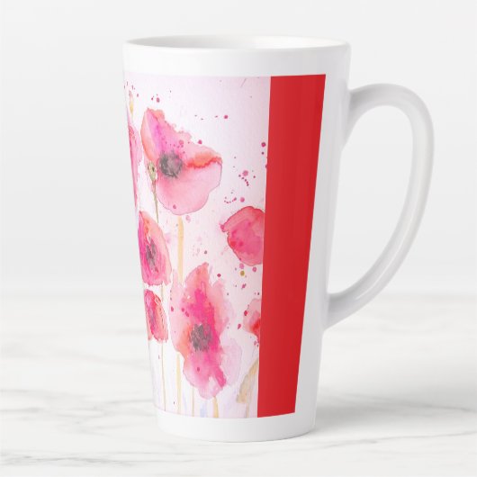 Red Poppy Flower Watercolor Womans Name Milchtasse (Rechts)