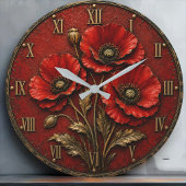 Red Poppy Flowers Große Wanduhr