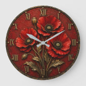 Red Poppy Flowers Große Wanduhr (Vorderseite)