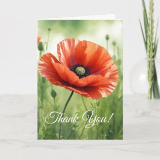Red Poppy Folded Greeting Card Karte