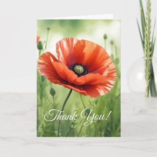 Red Poppy Folded Greeting Card Karte (Vorderseite)
