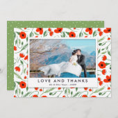 Red Poppy Frame - Hochzeit Foto Vielen Dank Dankeskarte (Vorne/Hinten)