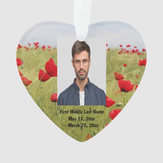 Red Poppy Garden Blume Ded Foto Custom Ornament (Rückseite)