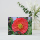 Red Poppy Happy Spring Postkarte (Stehend Vorderseite)