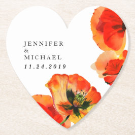 Red Poppy Illustration Florentiner Kunsthochzeit Untersetzer