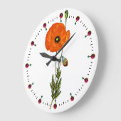 RED POPPY IN WHITE WITH GEMSTONES GROßE WANDUHR (Winkel)