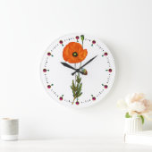 RED POPPY IN WHITE WITH GEMSTONES GROßE WANDUHR (Zuhause)