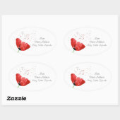 Red Poppy Labels Ovaler Aufkleber (Blatt)