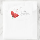 Red Poppy Labels Ovaler Aufkleber (Tasche)