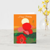 Red Poppy Meadow at Sunset Botanic Personalisiert Karte (Gelbe Blume)