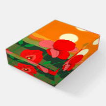 Red Poppy Meadow auf Sunset Poster