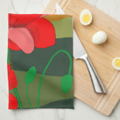 Red Poppy Meadow bei Sunset Geschirrtuch (Viertel Falte)