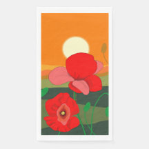 Red Poppy Meadow bei Sunset Illustration