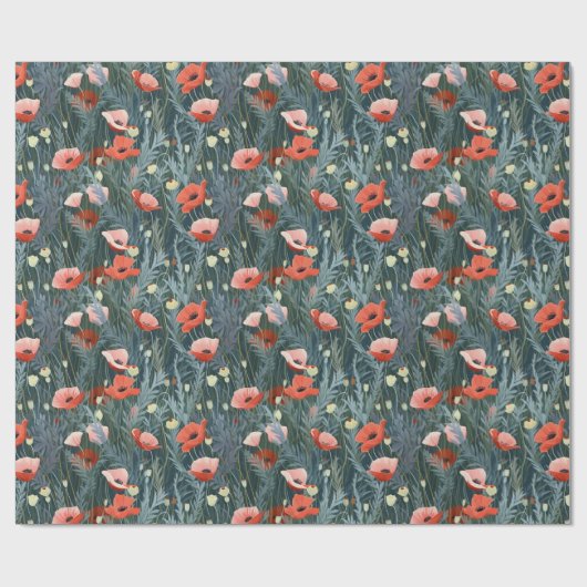 Red Poppy Meadow Geschenkpapier (Flach)