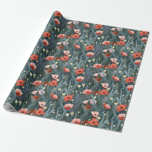 Red Poppy Meadow Geschenkpapier (Ungerollt)