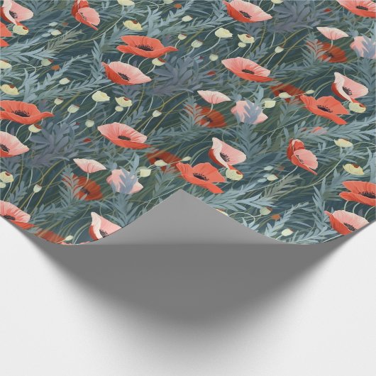 Red Poppy Meadow Geschenkpapier (Ecke)