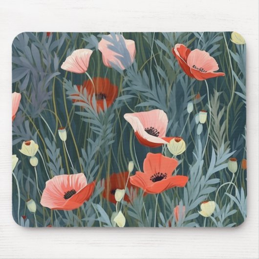 Red Poppy Meadow Mousepad (Vorne)