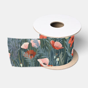 Red Poppy Meadow Satinband