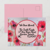 Red Poppy neue Adresse Postcard, wir bewegen uns Postkarte (Vorne/Hinten)