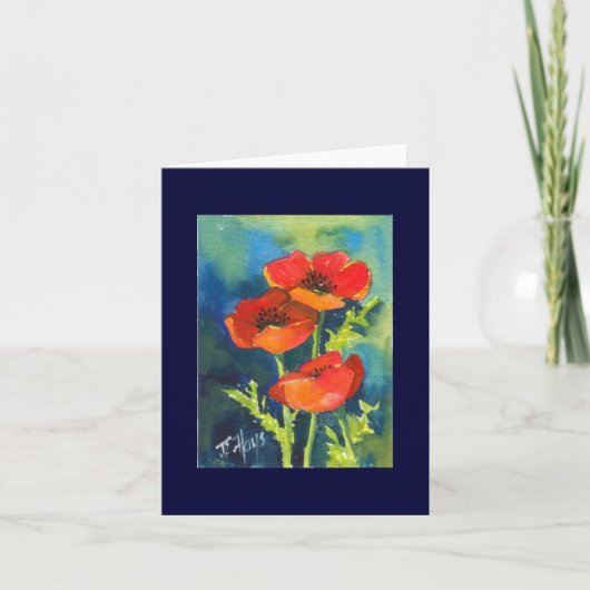 RED POPPY Note Card Karte (Vorderseite)