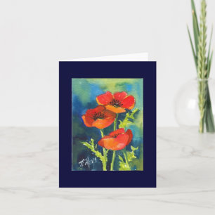RED POPPY Note Card Karte