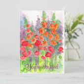 Red Poppy Orange Gladiola Watercolor Blume Party Einladung (Stehend Vorderseite)