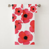 Red Poppy Pattern Badhandtuch Set (Insitu)