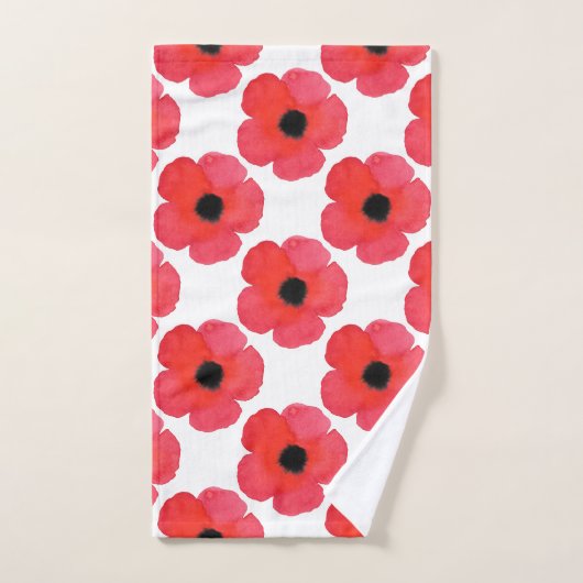 Red Poppy Pattern Badhandtuch Set (Handtuch)