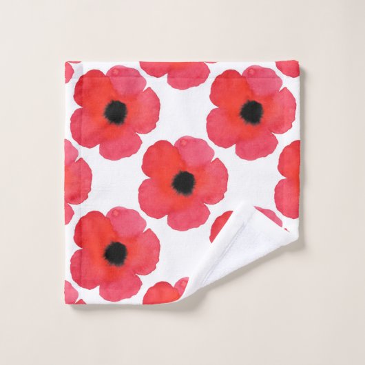 Red Poppy Pattern Badhandtuch Set (Waschlappen)