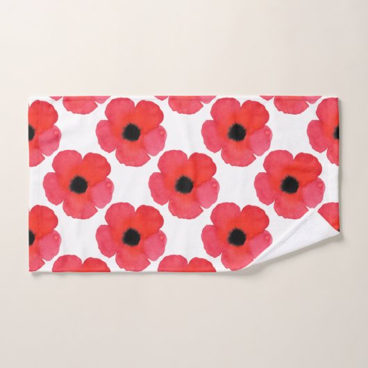Red Poppy Pattern Badhandtuch Set (Handtuch)