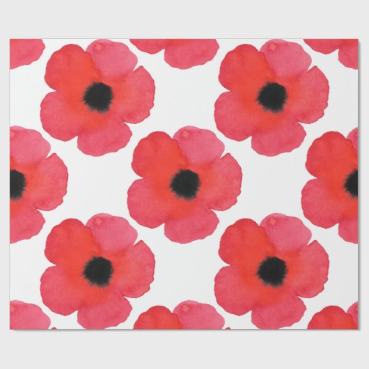 Red Poppy Pattern Geschenkpapier (Flach)