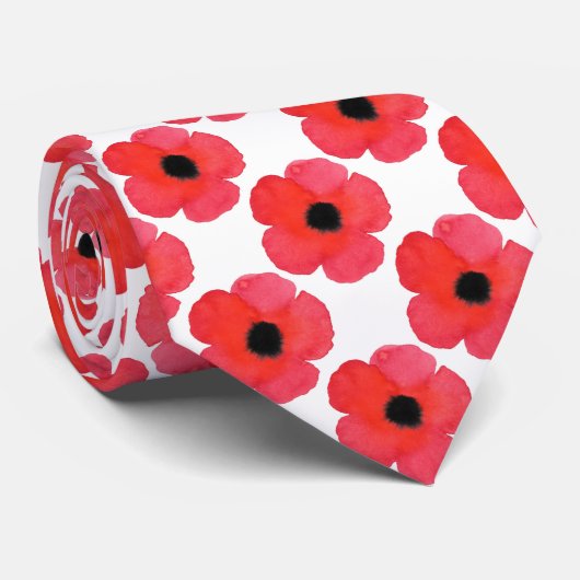 Red Poppy Pattern Krawatte (Gerollt)
