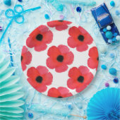 Red Poppy Pattern Pappteller (Party)
