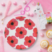 Red Poppy Pattern Pappteller (Party)