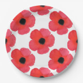 Red Poppy Pattern Pappteller (Vorderseite)