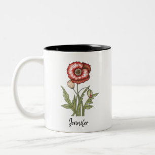 Red Poppy Personalizable Floral Zweifarbige Tasse