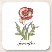 Red Poppy Personalizable Getränkeuntersetzer (Vorderseite)