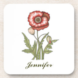 Red Poppy Personalizable Getränkeuntersetzer
