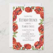 Red Poppy Polka Dot Birthday Brunch Einladung (Vorderseite)