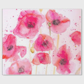 Red Poppy Poppies Flower Floral Watercolor Geschenkpapier (Flach)