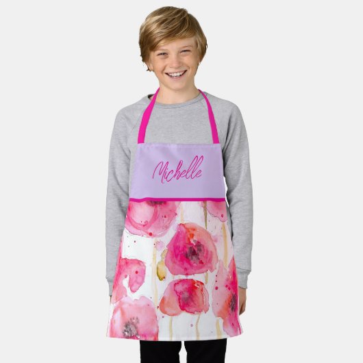 Red Poppy Poppies Wasserfarbene Malereien Schürze (Getragen)