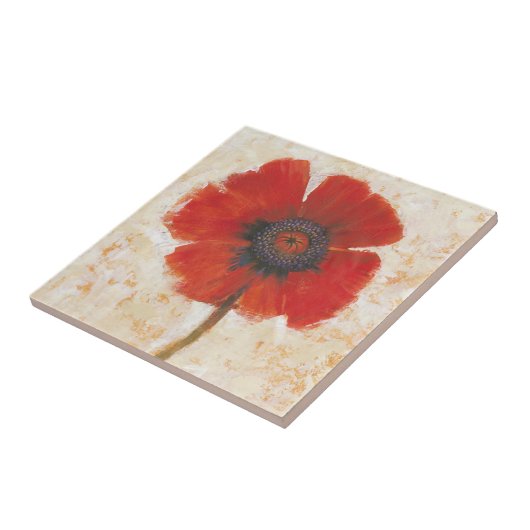 Red Poppy Portrait Fliese (Seite)