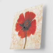 Red Poppy Portrait Quadratische Wanduhr (Winkel)
