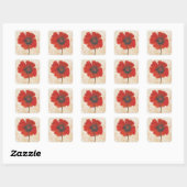 Red Poppy Portrait Quadratischer Aufkleber (Blatt)