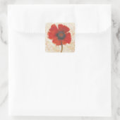 Red Poppy Portrait Quadratischer Aufkleber (Tasche)