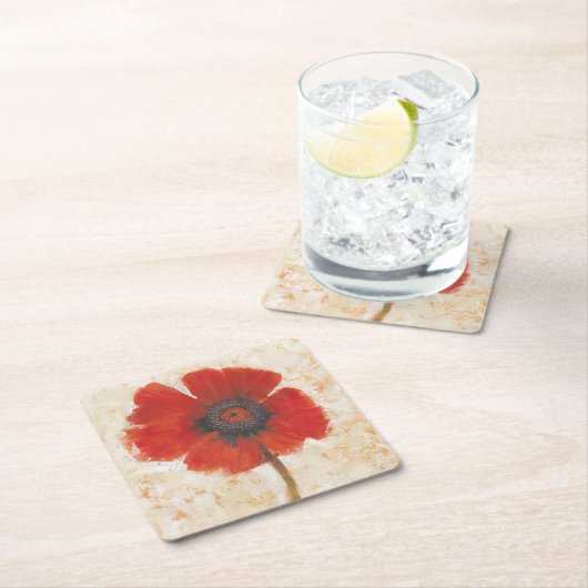 Red Poppy Portrait Rechteckiger Pappuntersetzer (Vor Ort)