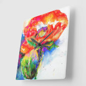Red Poppy Quadratische Wanduhr (Winkel)