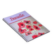 Red Poppy Rote Blume Wasserfarbe Kunst Frauen Name Notizblock (Rechte Seite)