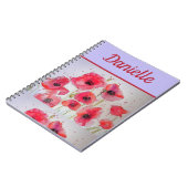 Red Poppy Rote Blume Wasserfarbe Kunst Frauen Name Notizblock (Linke Seite)